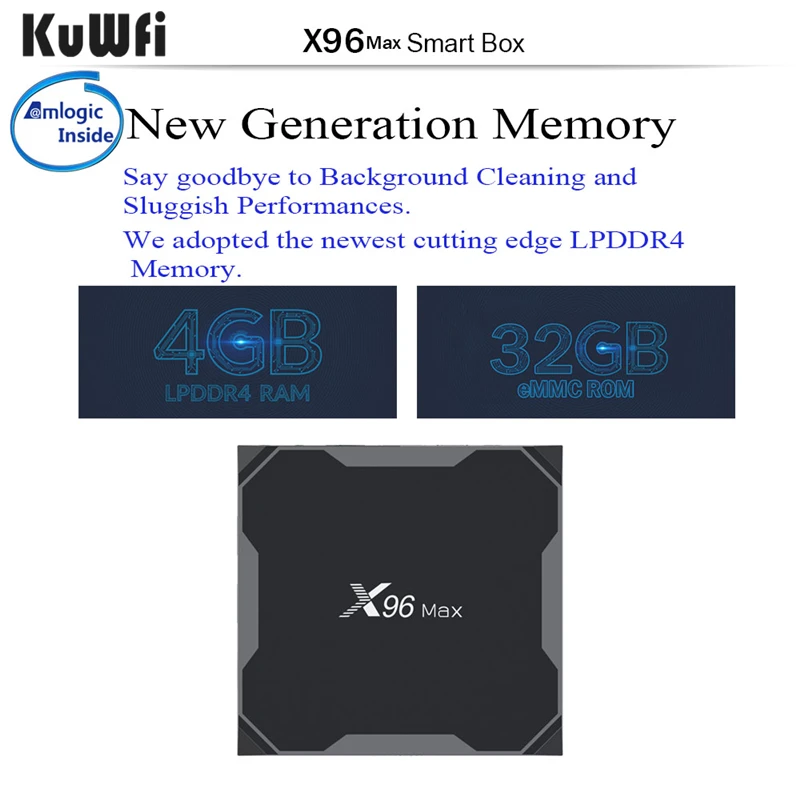 KuWFi Смарт ТВ приставка Android 8,1 4K ТВ приставка Amlogic S905X2 LPDDR4 Четырехъядерный 4 ГБ 32 ГБ 64 Гб 2,4G и 5 ГГц Wifi BT 1000M X96 Max
