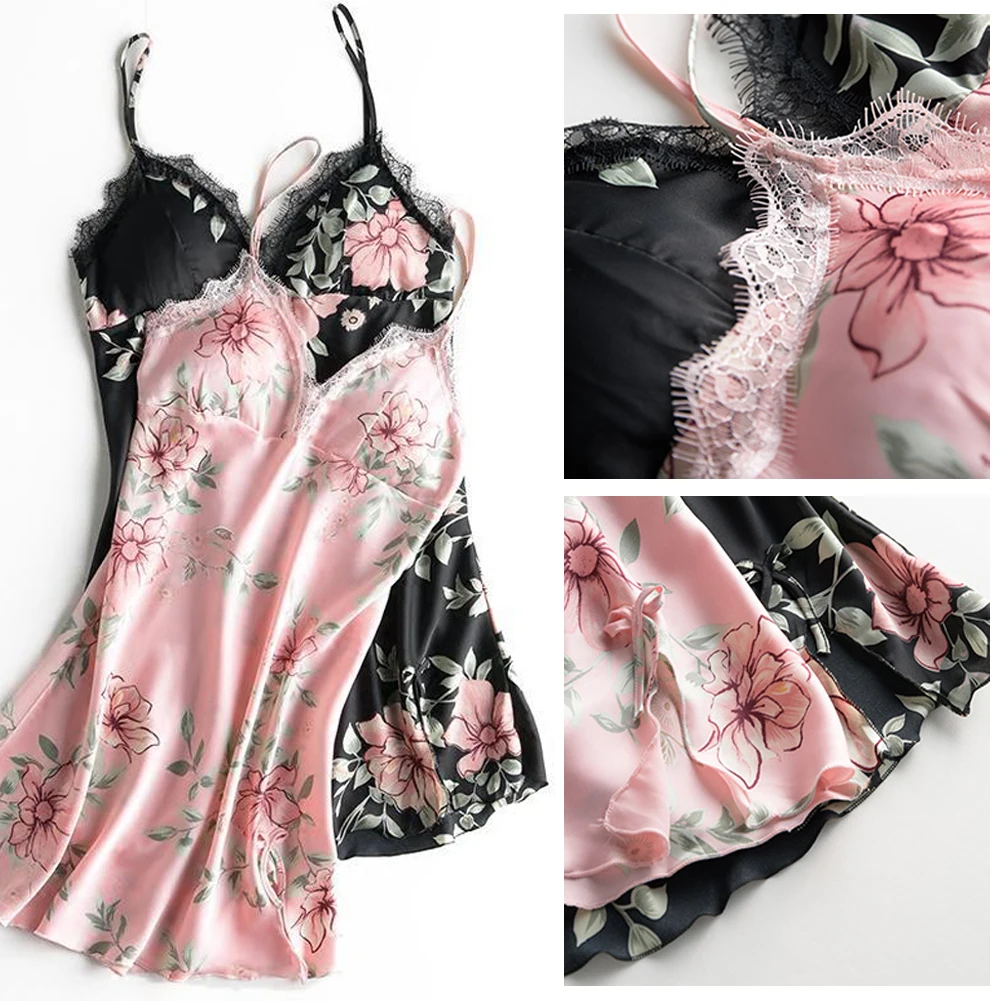 Сексуальное женское шелковое кружевное платье Babydoll ночная рубашка сексуальное