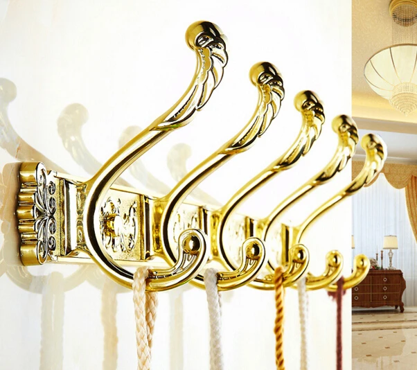 Стены Вырезка Золотой халат Крючки 5 ряд вешалка для полотенец Вешалка кухонная