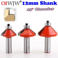 1pc 12mm shank 45 degree chamfer bevel edging router bit horse nose bit with bearing wood cutting tool woodworking router bits