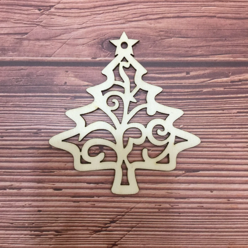 

50x laser cut wood shape holiday decoration wooden gift christmas tree decoration