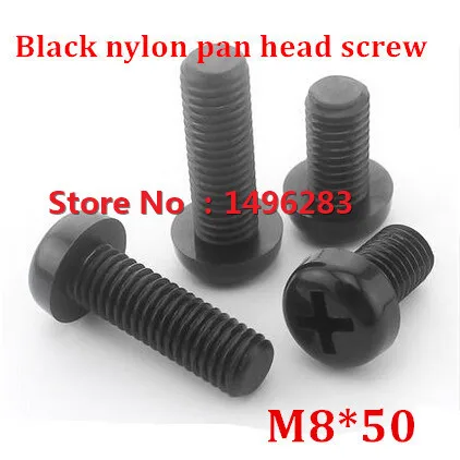 

50pcs/lot M8*50 Black Nylon Pan Head Socket Screw Metric Threaded Machine Screw / Bolt