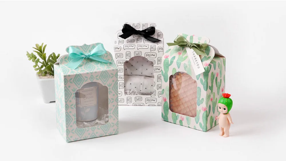 

3 цвета 9,8*6,7*12,5 см коробка для упаковки тортов с окном Подарочная коробка для десертов 100 шт./партия бесплатная доставка