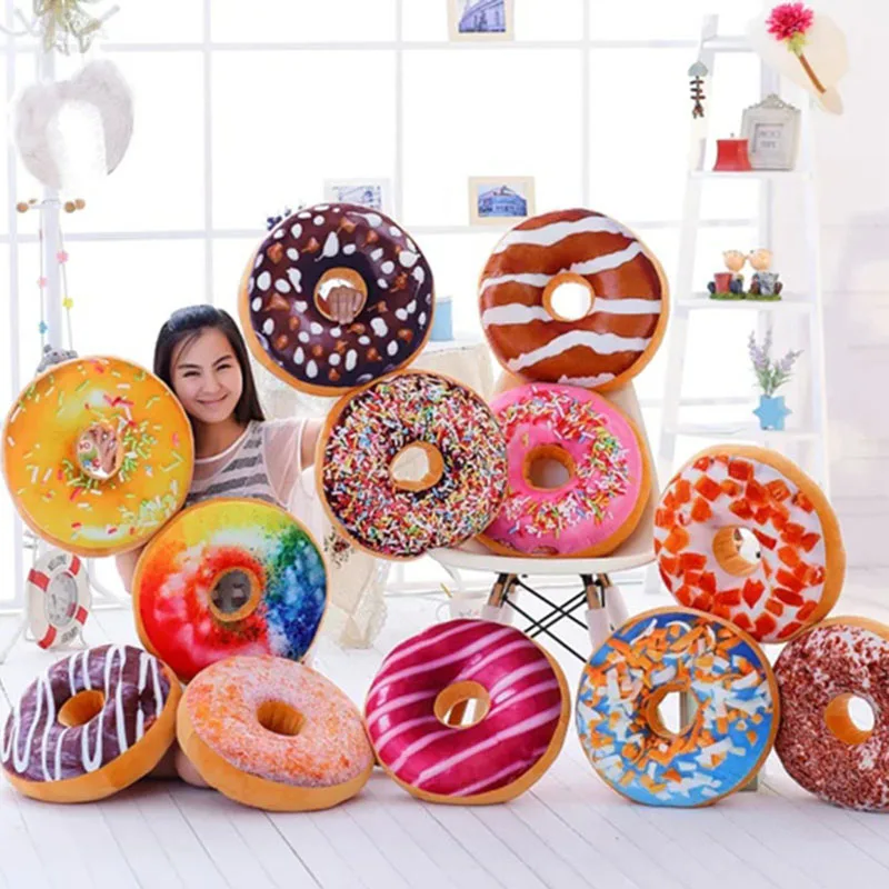 

40cm donut pillow and cushion creative simulation donut shape plush toy kids doll office nap pillow best gift for girlfriend