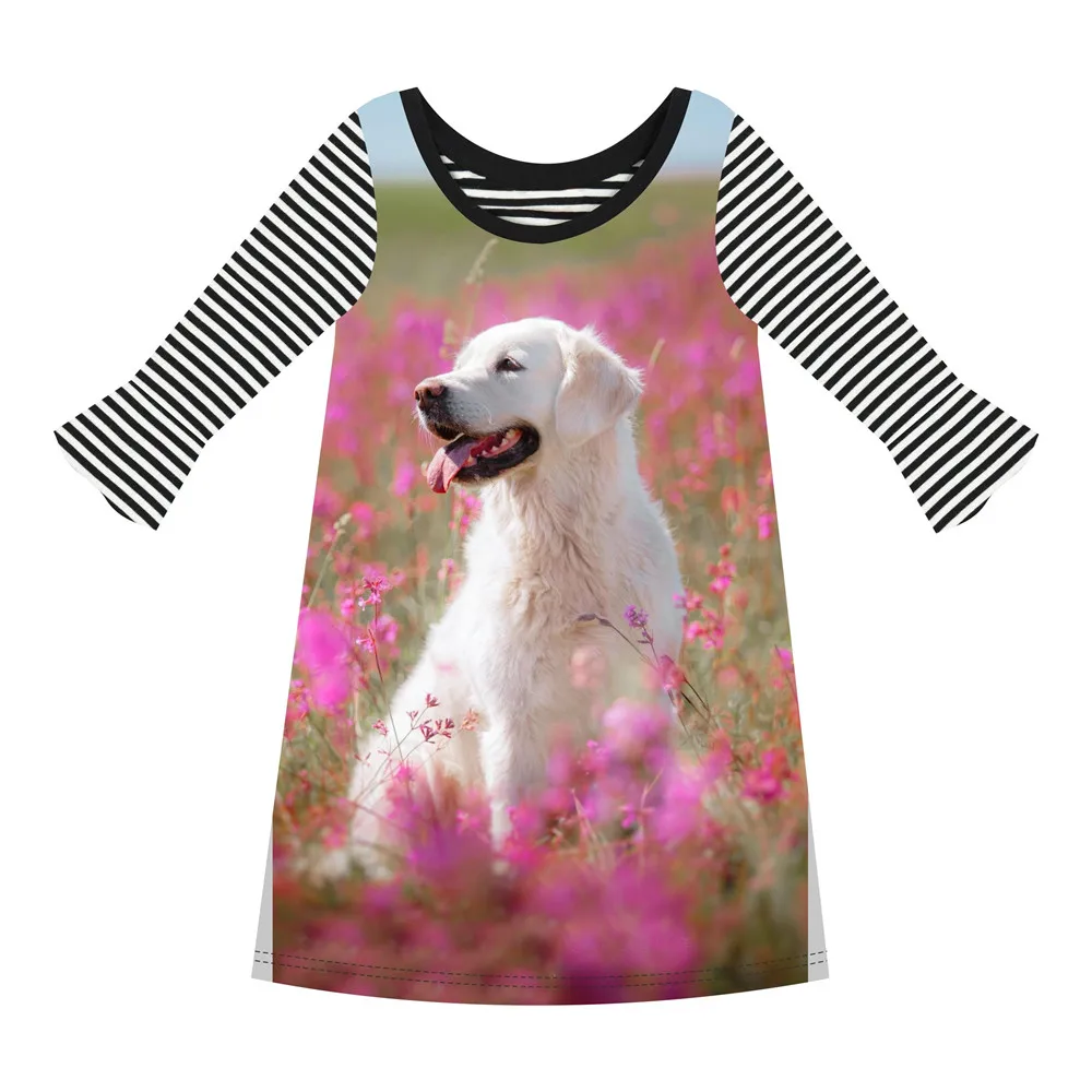 Красивая детская одежда платье для маленьких девочек платья в полоску с длинными