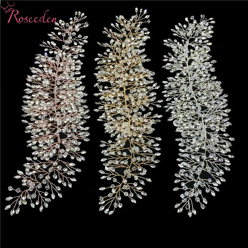 

Romantic Rose gold Full rhinestone crystal Wedding Tiara Headband 100% Handmade Bridal Headpiece Hair Accessories RE3129