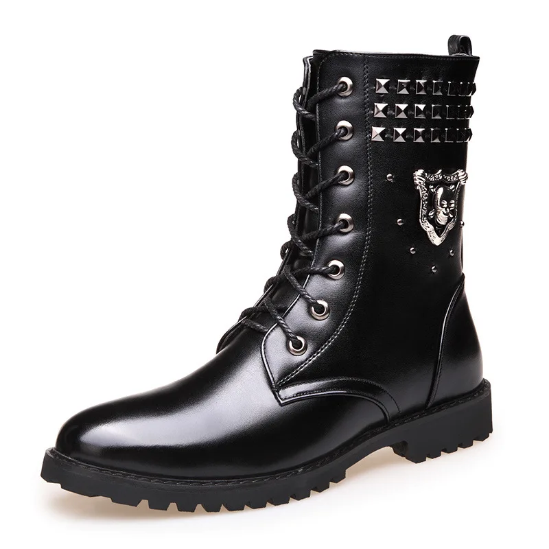

YIQITAZER 2018 Winter Mid-calf Military Work Boots Man Shoes,Mens Martin Boots Waterproof Oxfords Motorcycle Cowboy Boots Man
