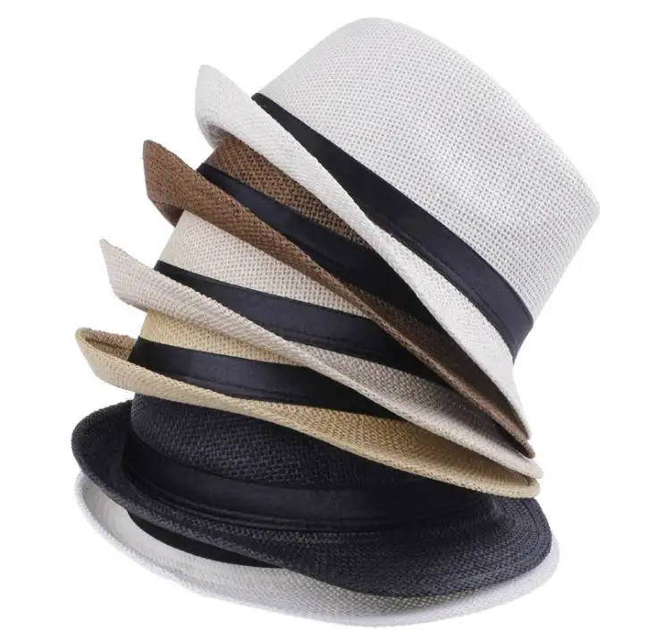 

Fashion Hats for Women Fedora Trilby Gangster Cap Summer Beach Sun Straw Panama Hat with Ribbow Band Sunhat SN1476