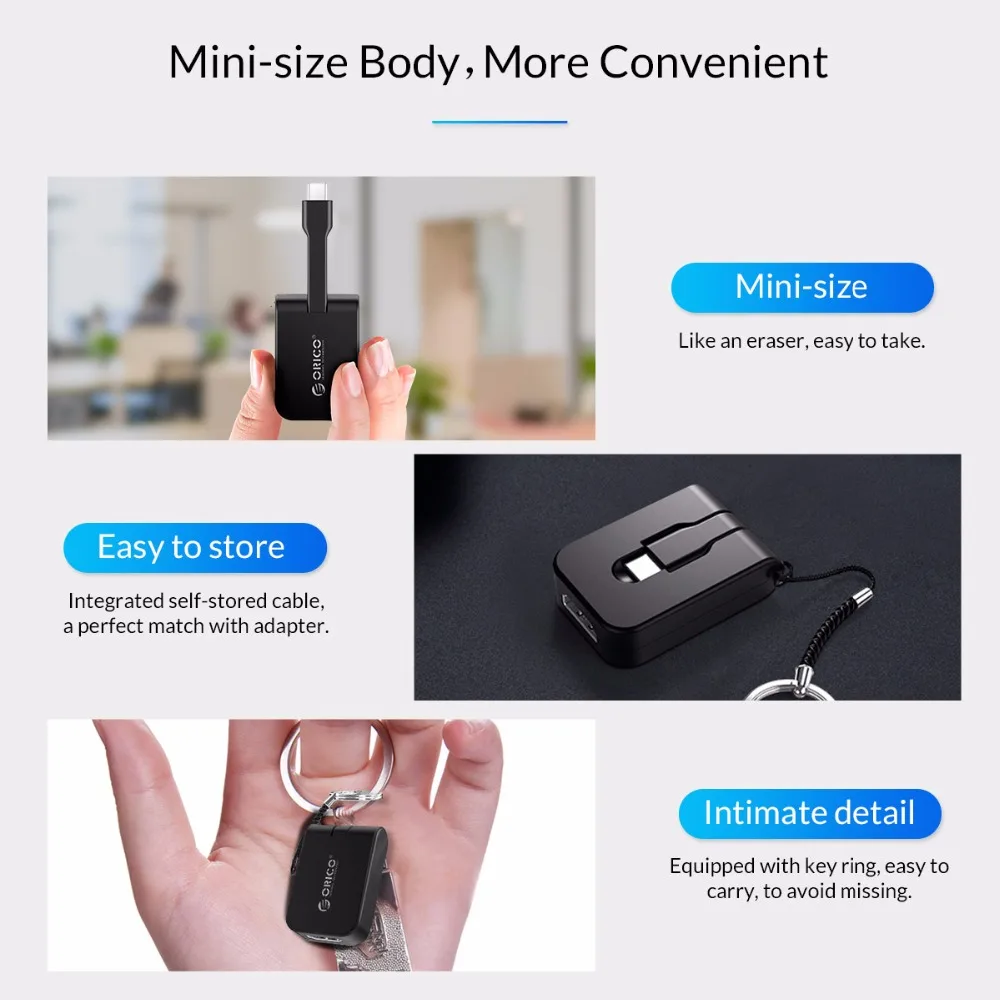 Конвертер ORICO Type C USB HDMI VGA DP Mini адаптер 5 см концентратор для MacBook/HUAWEI P10