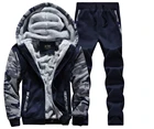 Мужской повседневный спортивный костюм, зимний брендовый комплект из двух предметов, куртка с капюшоном и штаны из хлопка и флиса, 2020