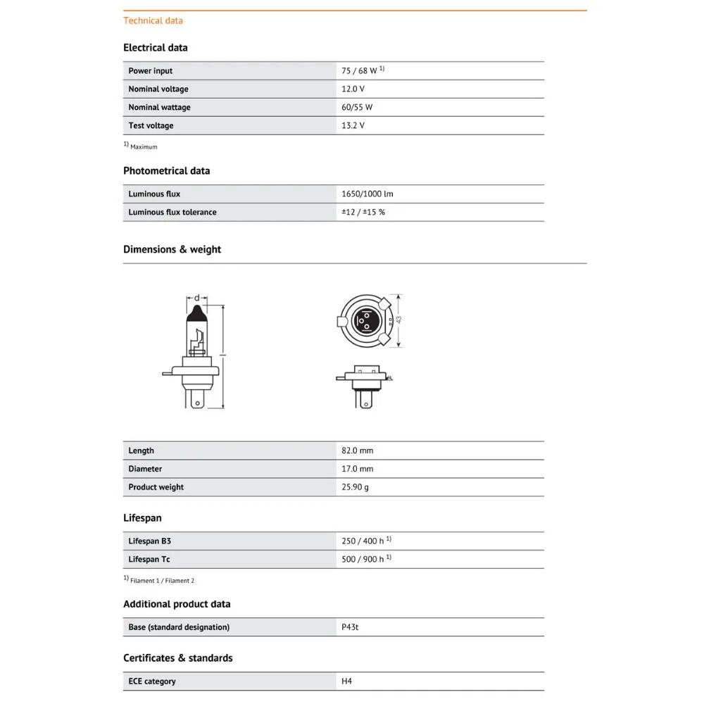 OSRAM H4 9003 12V 60/55W 64193 P43t Германия 3200K стандартная оригинальная автомобильная фара Hi/lo луч автомобильная лампа 10 шт