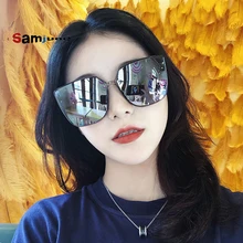 Samjune Retro Square Sunglasses Women Brand Designer Plastic Frame Oversized Sun Glasses Men Fashion