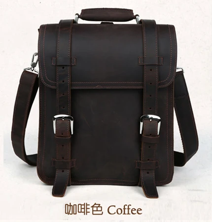 Coffee Винтажный рюкзак Crazy Horse из натуральной кожи, мужской рюкзак для путешествий, большой модный мужской рюкзак, кожаный рюкзак для ноутбука, школьная сумка - Цвет: Coffee