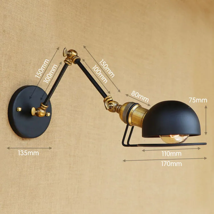 IWHD Arandela Лофт промышленный настенный светильник для дома освещение Wandlamp качели длинные руки настенный светильник Винтаж Lampara pared - Цвет абажура: 1