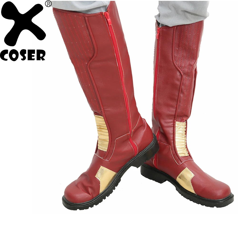 XCOSER The Flash Shoes Comics супергерой крутые кожаные ботинки реквизит для косплея 2018