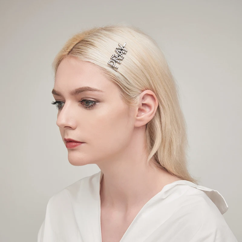 Blingbling слова заколки для волос буквы с кристаллами Самые популярные аксессуары по