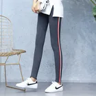 Модные повседневные брюки до щиколотки, тонкие уличные леггинсы с боковой полосой, женские брюки-карандаш с эластичным поясом, женская модель