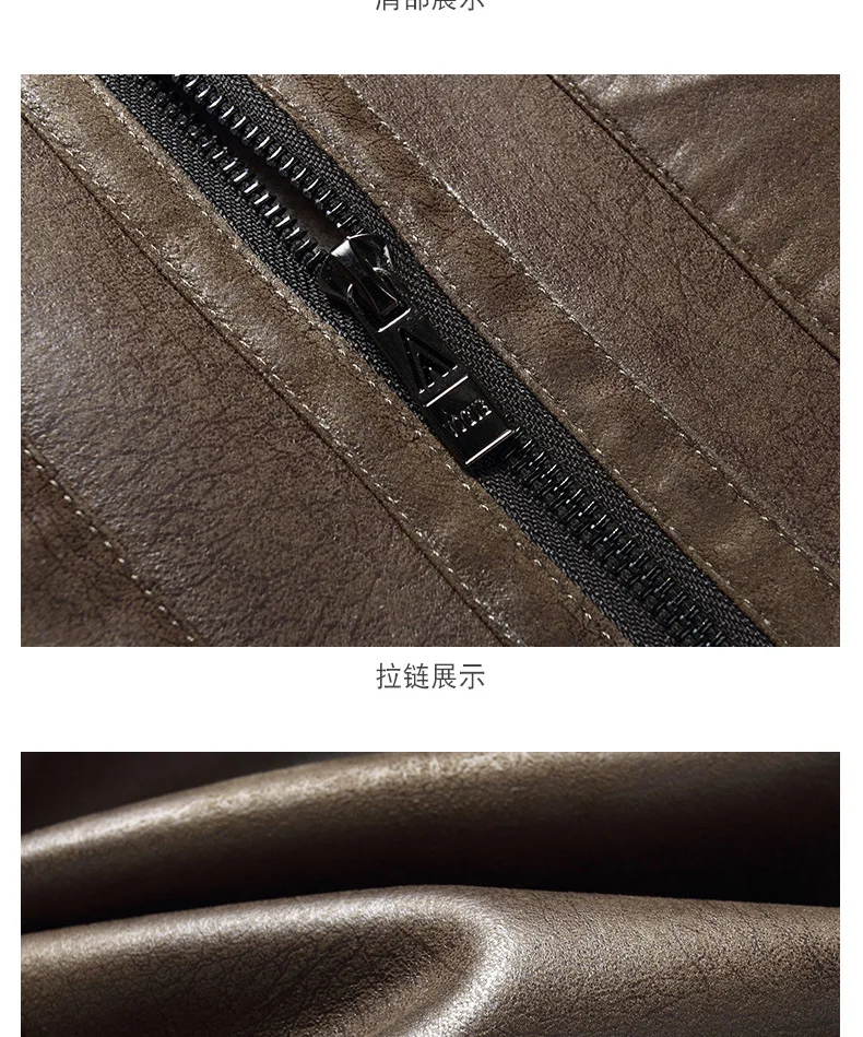 Mens Jacket Autumn And Winter New Self Cultivation Fur One Motorcycle Jacket Warm Plus Velvet Solid Color Lapel Short coat Men