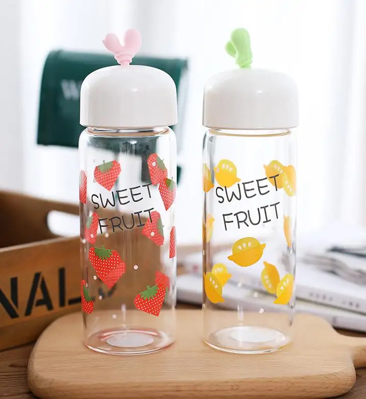 TECHOME New Cartoon Fruit Bottle Creative Household Outdoor Sport Water Student Couple Gift Glass Drinking | Дом и сад