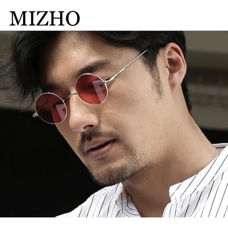 MIZHO, винтажные круглые металлические солнцезащитные очки для женщин, фирменный дизайн, панк, желтые очки, женские солнцезащитные очки, мужские, поляризационные, с защитой от ультрафиолета