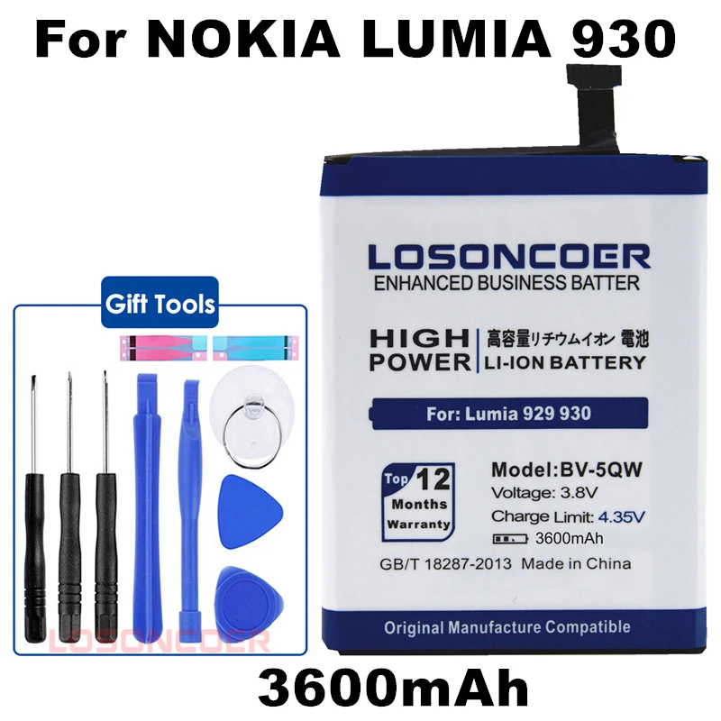 LOSONCOER 100% новейший аккумулятор емкостью 3600 мАч для Nokia Lumia 930 929 RM927|Аккумуляторы