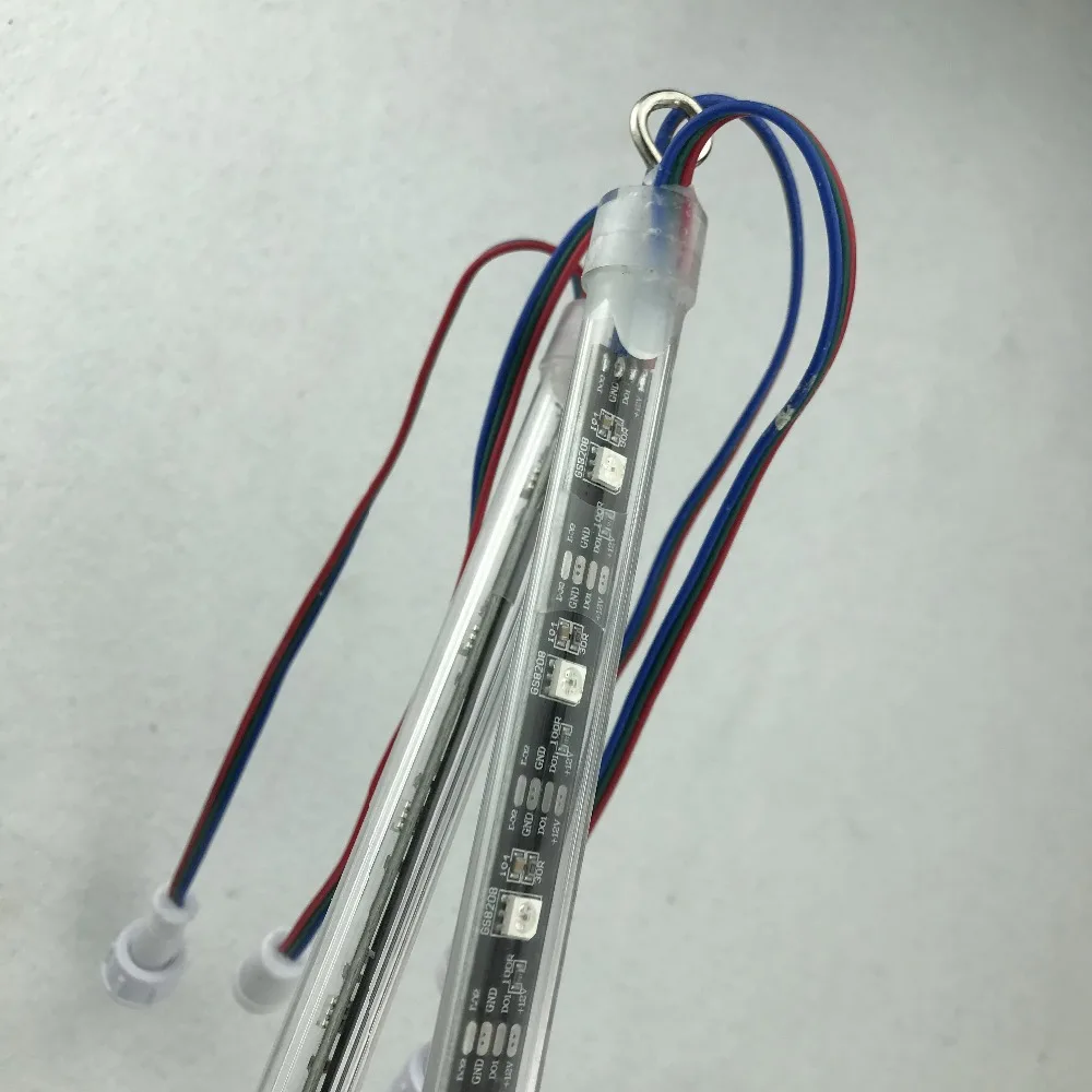 0,5 м/1 м длинные 3D DC12V вход GS8208 цифровой метеор света; пикселей трубки; 32 шт. GS8208 светодиодов с 16 пикс./м; с 3 core 13,5 мм косички