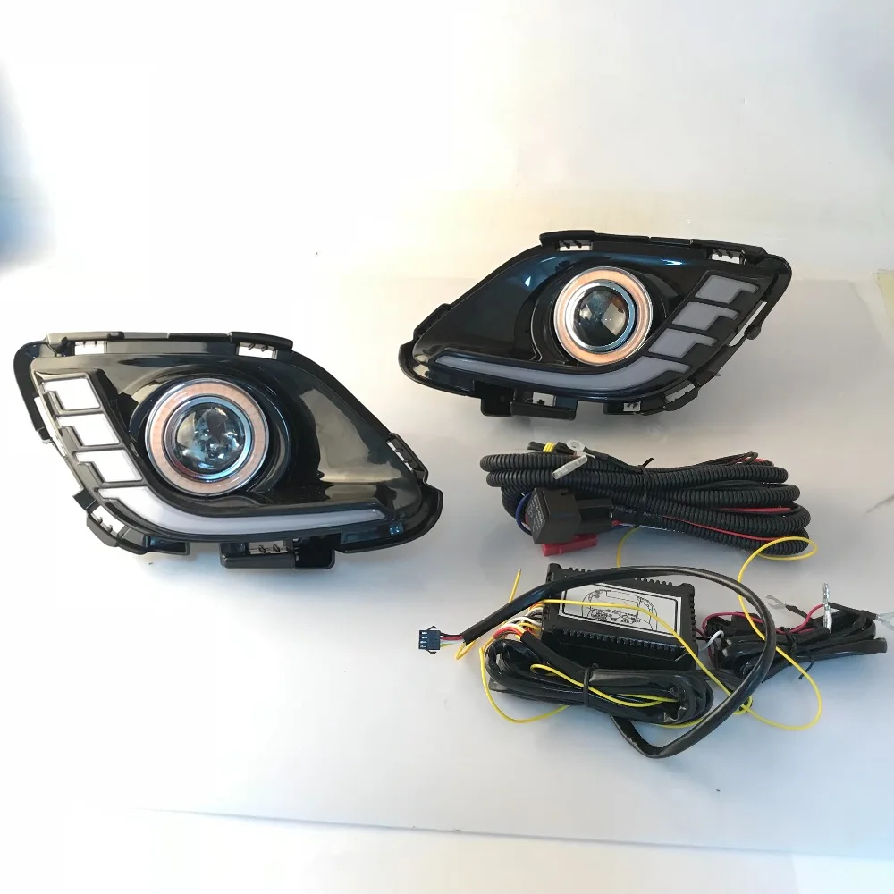 RQXR противотуманная фара вождение свет в сборе для Mazda 6 atenza cob angel eye светодиодные дневные ходовые огни сигнал поворота синий ночной режим
