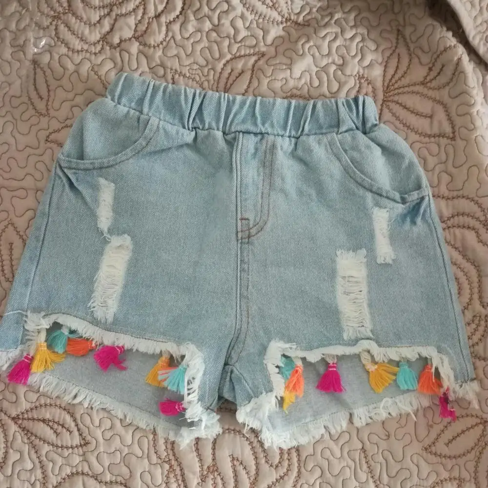 Джинсовые шорты с бахромой для девочек 2 12 лет|Шорты| |