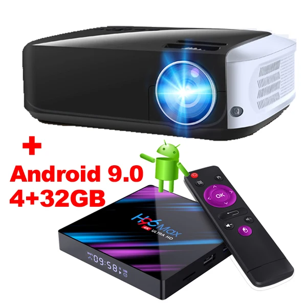 T8 With Android 9.0 WZATCO T8 Android 9,0 wifi 4G 32GB Дополнительно 1080P Full HD светодиодный проектор HDMI портативный домашний кинотеатр Proyector мультимедийный проектор с технологией Bluetooth - Цвет: T8 With Android 9.0