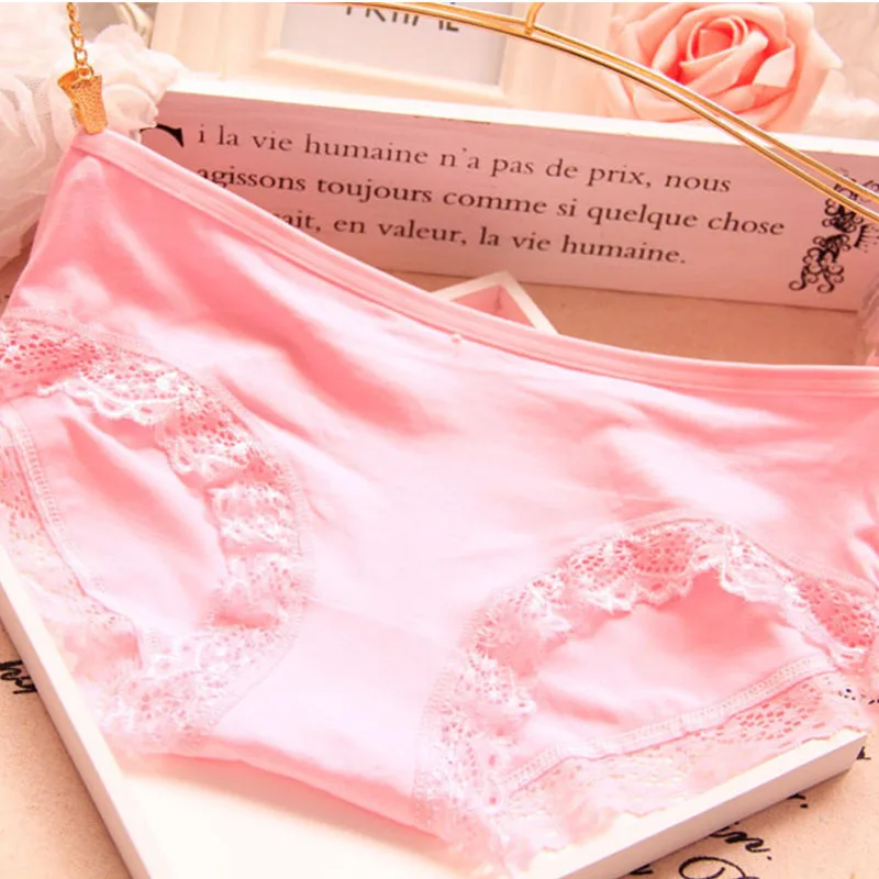 Pink Gumprun модальное сексуальное кружевное нижнее белье для женщин, низкая талия, одноцветные трусики, дышащие, большие размеры, сексуальные трусики, уютное нижнее белье - Цвет: Pink