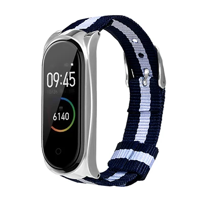 blue and sliver Vorke VKS5 нейлоновый ремешок для часов Miband4 Замена для Xiaomi Band 4 браслет для Miband 3 ремешок на запястье - Цвет: blue and sliver