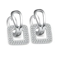 xiyanike silver color square shape set with diamonds high quality earrings trendy mosaic cz zircon for women girl gift