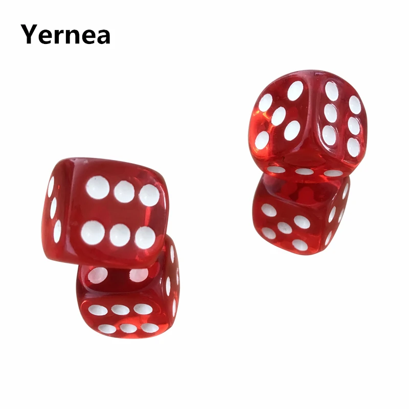 Yernea 6 шт./лот 19 мм красные прозрачные кости акриловые закругленные Угловые