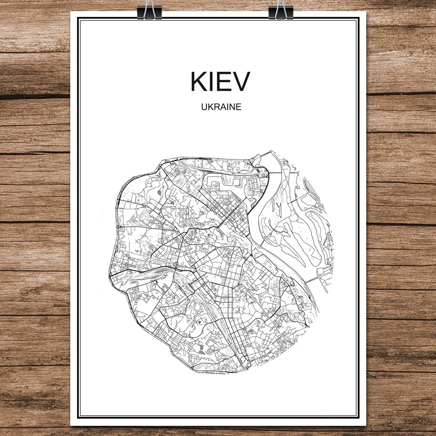 Абстрактная Карта Города мира улица Киев Украина печатный плакат бумага с