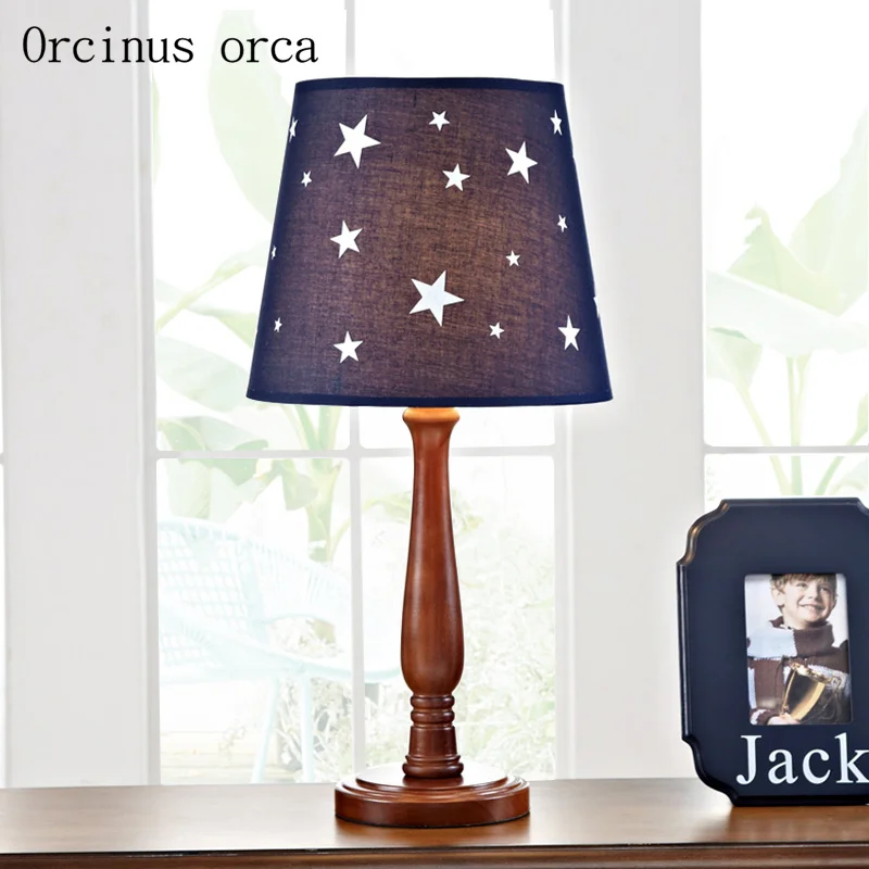 

American Creative Star Children desk lamp boy bedroom bedside lamp cartoon character LED solid wood decorative table lamp