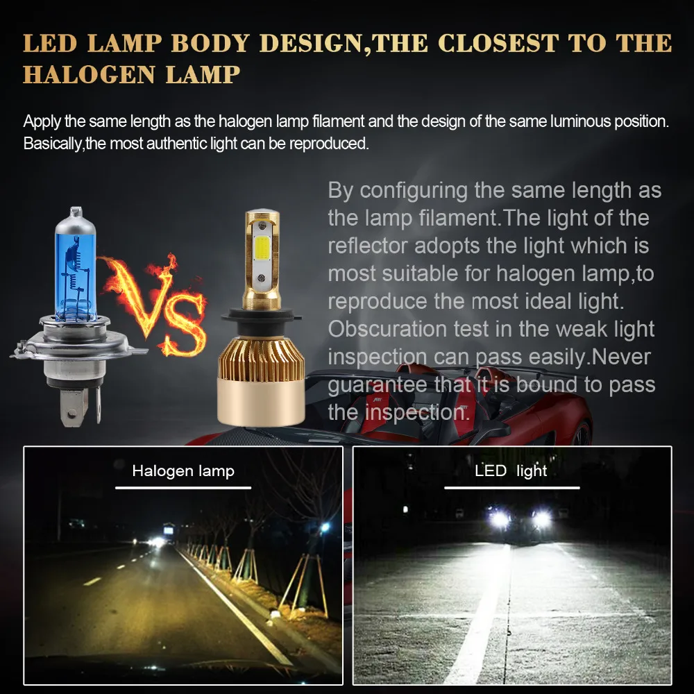 LEADTOPS H7 H4 светодиодный светильник для головы автомобиля H1 H3 H8 H9 H11 881 H27 9004 9905 9006 12 в