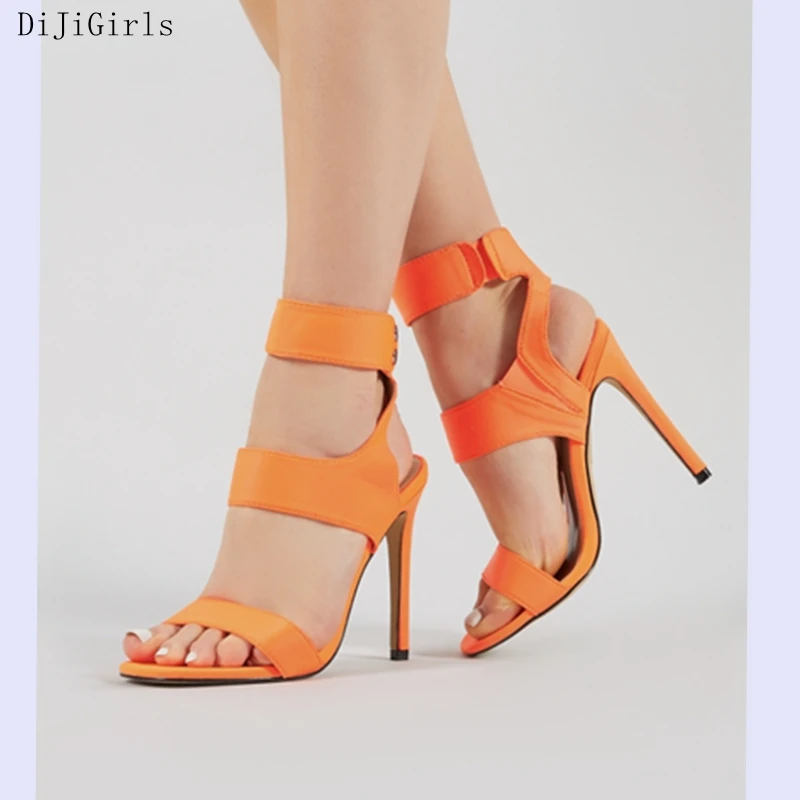 DiJiGirls/оранжевые сандалии женские пикантные гладиаторы на высоком каблуке с