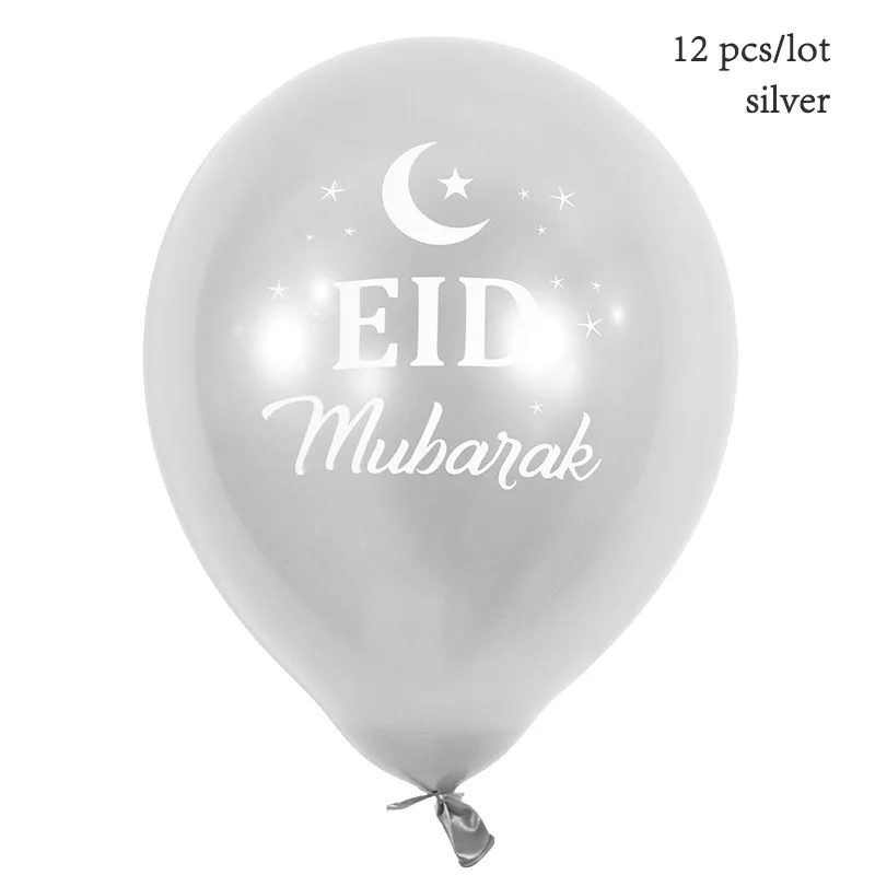 silver Eid Mubarak воздушные шары Happy Eid воздушные шары Happy Ramadan мусульманский фестиваль украшения исламский новогодний прозрачный конфетти воздушные шары - Цвет: silver