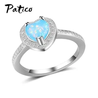 fashion exaggerated big sky blue heart opal stone rings for women 925 sterling silver women party decorate jewelry