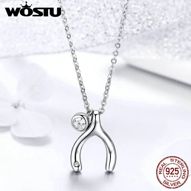 Женское колье с подвеской WOSTU Lucky Wishing из стерлингового серебра 925 пробы ювелирное