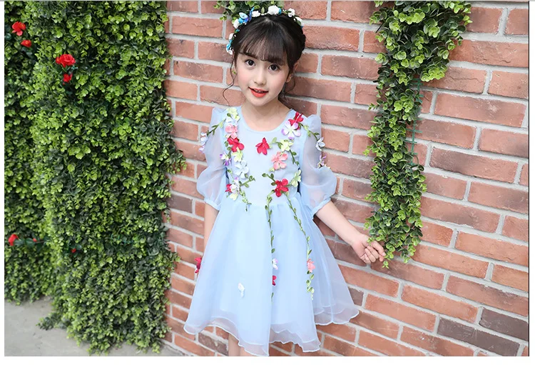 Летнее платье для девочек новинка 2019 маленьких корейское Модное детское с