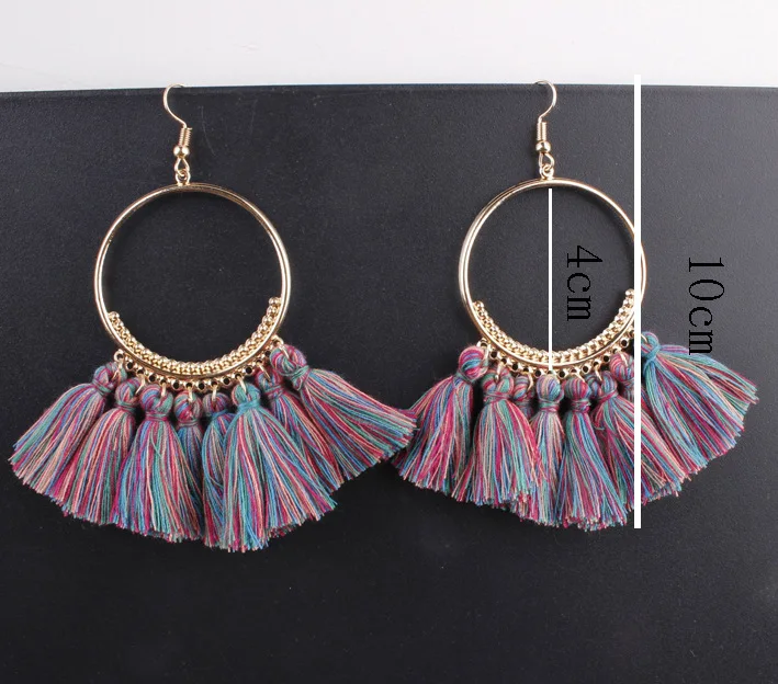BOHO Этнические богемные Висячие болтающиеся длинные веревки бахрома хлопок