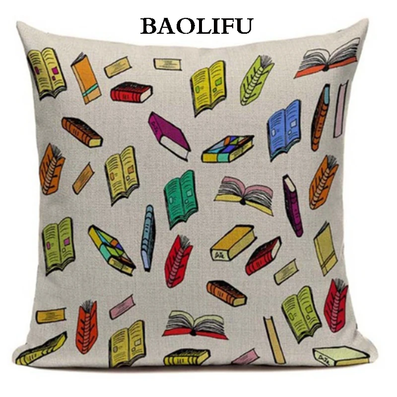 Подушка baolifu чехол кошка счастливое чтение больше книг хлопок лен Подгонянный