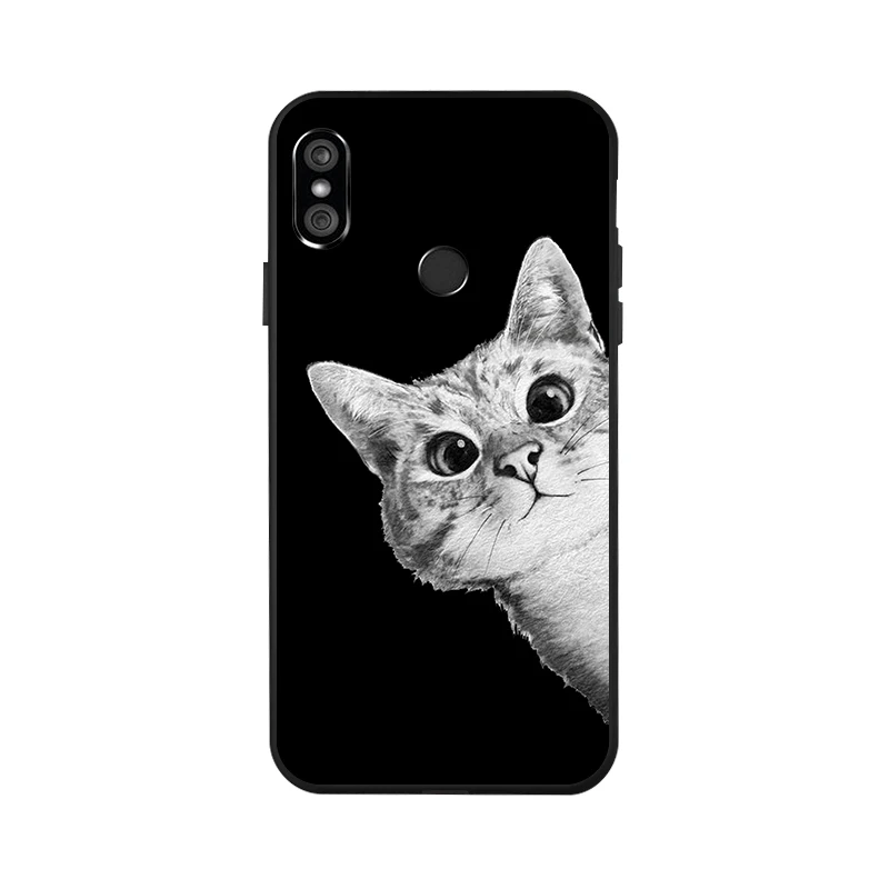 Case For Xiaomi Redmi Note 7 5 Pro 8 Cases Coque 3D DIY Painted Black Flower Cat Cover On For Xiaomi Mi 9 SE Xiomi 9T Bumper