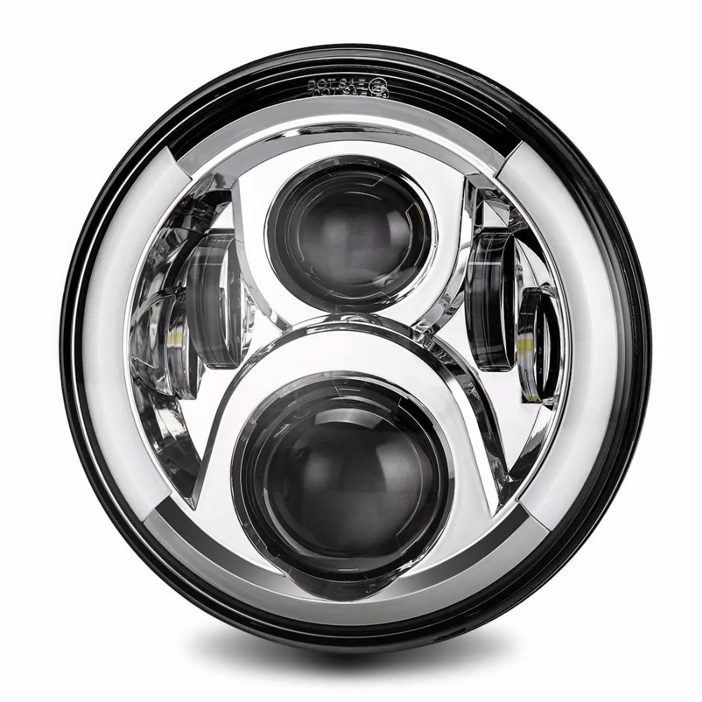 7 &quotкруглый 60 Вт CREES светодиодный фонарь H4 Hi / Lo луч для Jeep Wrangler JK налобный с Halo Angel