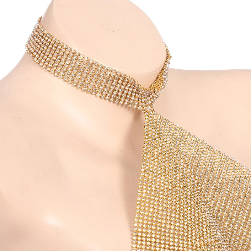 Multiple Colors Sequins/Rhinestone Chain Dress Metal Mesh Bra Choker Chainmail Charm Female Party Club Body Jewelry | Украшения и
