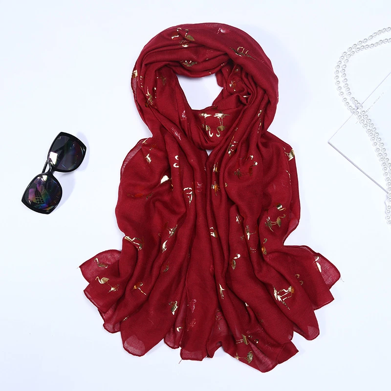 185*65 см Модная Золотая фольгированная шаль с фламинго шарф принтом Журавля