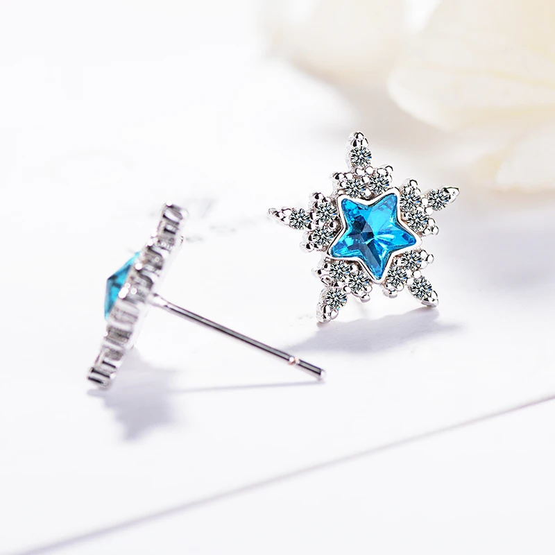 Серьги с синими кристаллами 5A циркониевые звездочки изысканные женские серьги в