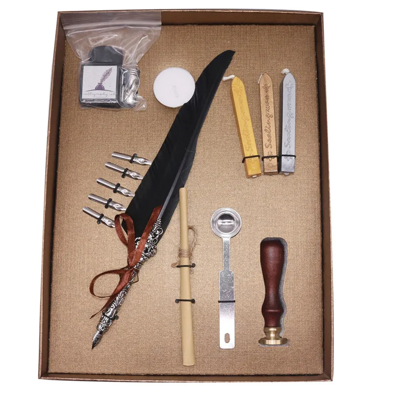 a box set Dip pen 1 Набор Подарочная коробка авторучка 5 смешанных моделей ручки вращение наконечника студенческие канцелярские принадлежности подарок на День учителя ручка печать штамп - Цвет: a box set