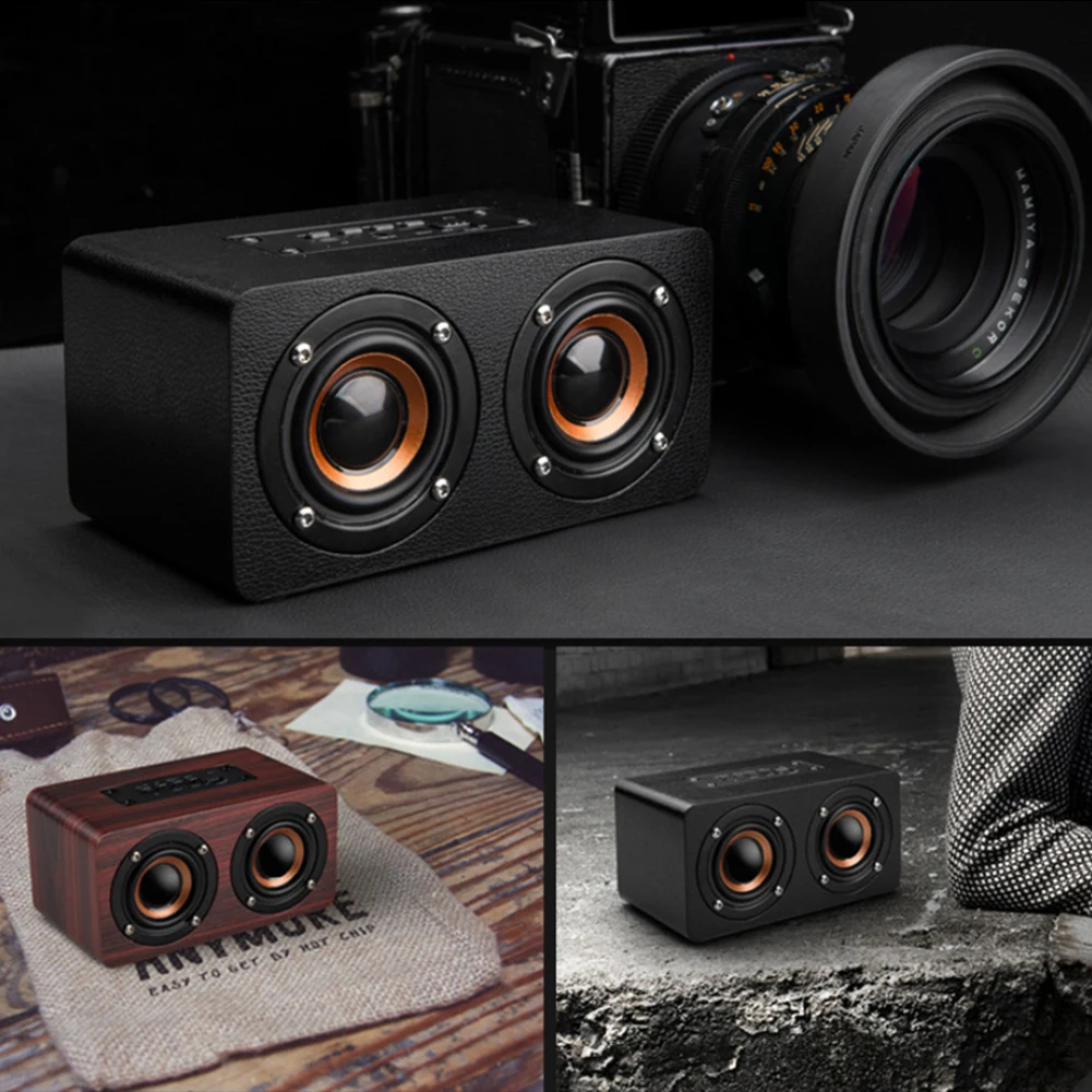 Портативный hifi беспроводной Bluetooth динамик деревянный бас Altavoz TF FM радио Caixa де сом Саундбар с микрофоном для телефона ПК